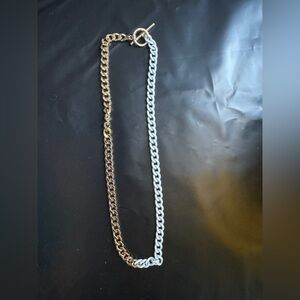 NWOT Fashion jewelry necklace & bracelet set, half Gold half white